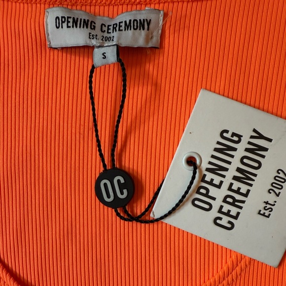 Opening Ceremony Orange Asymmetrical Neck Sleeveless Bodycon Sexy Neon Dress XS - Picture 10 of 12